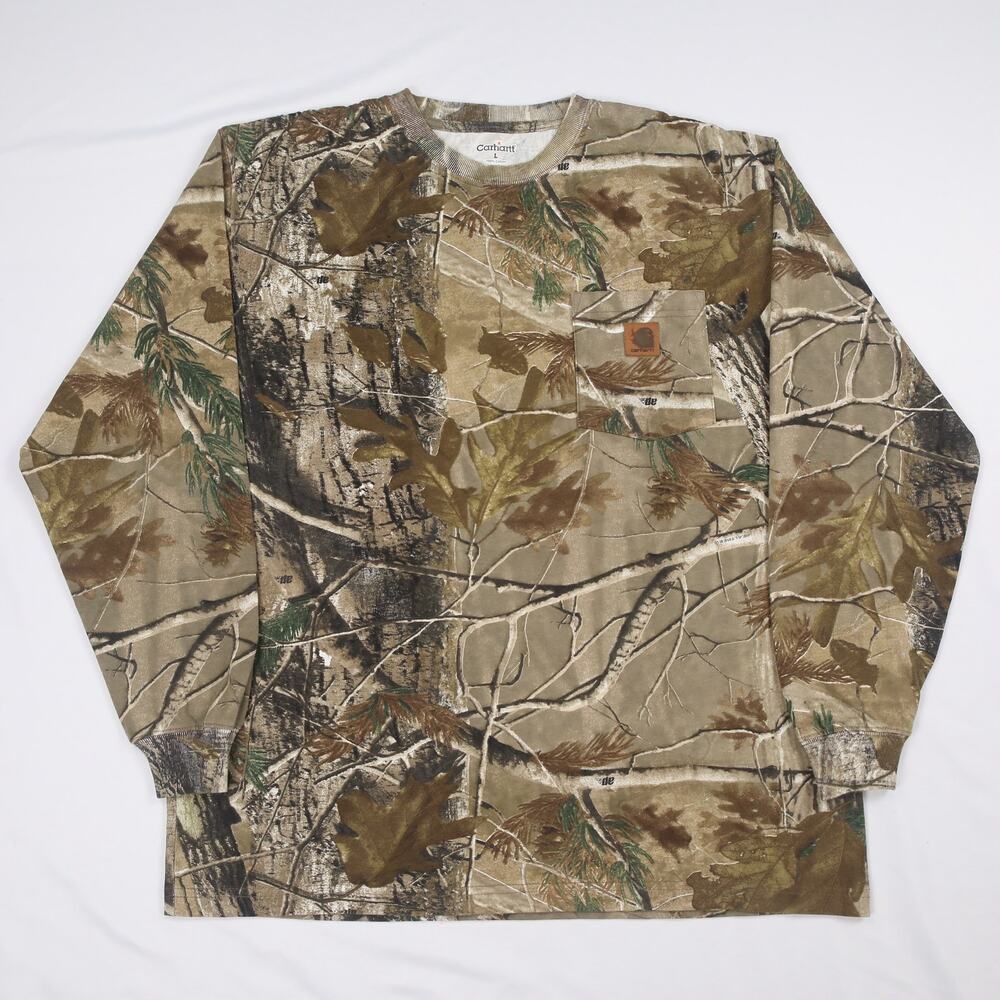 Vintage Carhartt K285 CAP Realtree Camo Cotton Long Sleeve Pocket Shirt Large